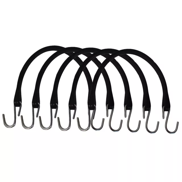 Set of 5 HD 15" Natural Rubber Tarp Straps/Bungee Cords w/ S-Hooks