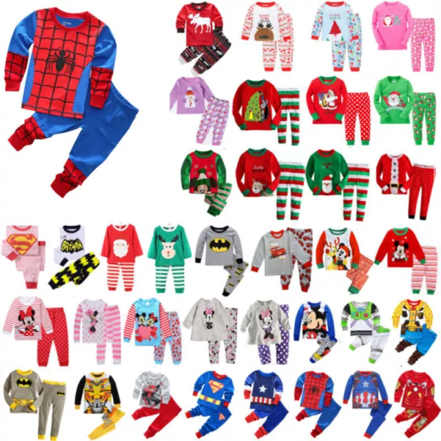 Kids Boys Girls' Character Pyjamas Pjs Set Spiderman Sleepwear Nightwear Pajamas