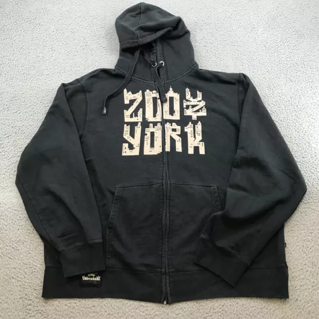 Zoo York Sweater Adult 2XL Black Graphic Full Zip Y2K Hoodie 45901