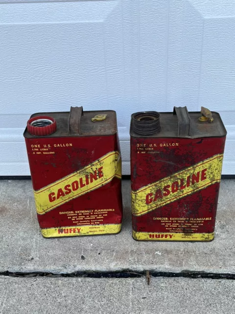 2 Vintage Huffy 1 Gallon Gas Gasoline Fuel Can Metal - Huffman, Dayton, Ohio