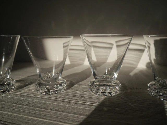 4 verres à vin blanc en cristal Saint ST Louis art déco modèle Diamants 8,1 cm 2