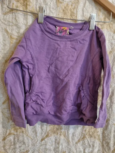 Pretty in pink purple cotton girls long sleeve top size 104 or 2 to 3
