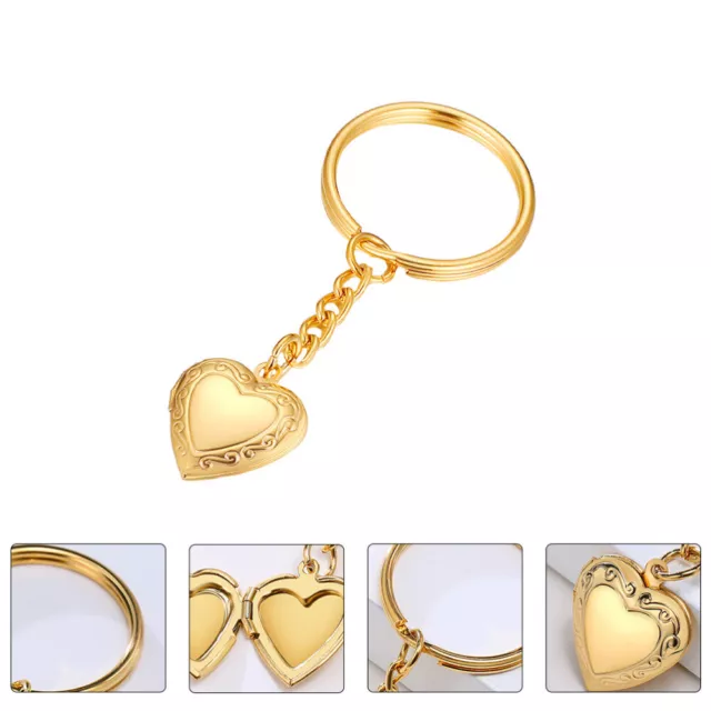 DIY Keychain Heart Locket Mini Photo Picture Ring Mens Necklaces Miss Man