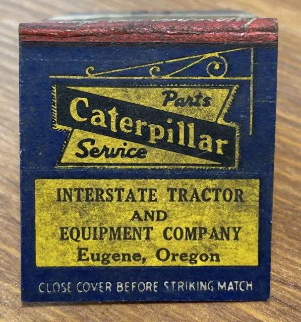 1940s WWII Patriotic Caterpillar Dealer Tractors Matchbook Cover Eugene Oregon