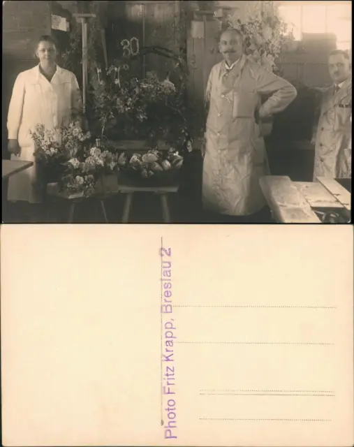 Postcard Breslau Wrocław Gärtnerei Florist Gesteck 1929