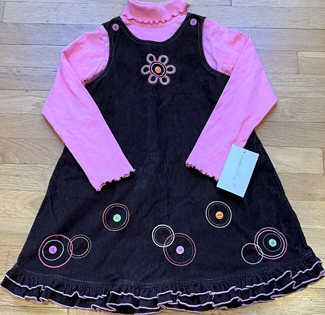 NEW 2pc SOPHIE ROSE Brown Corduroy Jumper DRESS & Pink SHIRT Set Outfit 6X NWT