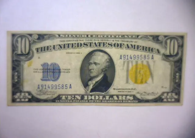 1934 A $10 TEN Dollar NORTH AFRICA Emergency Issue Silver Certificate Note  NICE