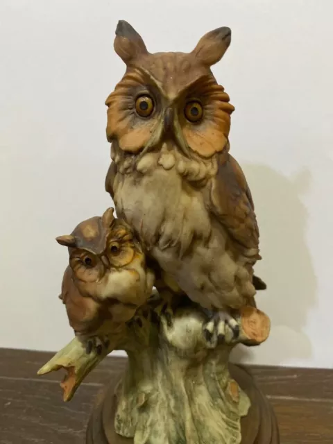 Vintage Giuseppe Armani Owl Parent Bird Florence Statue Figurine Antique Italy