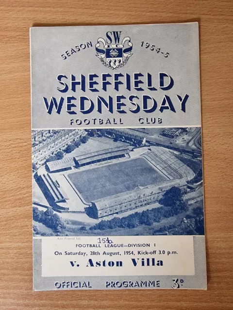 Sheffield Wednesday v Aston Villa Programme 1954-55