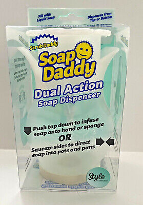 Scrub Daddy Dispenser di sapone per cucina e bagno Soap Daddy 1 ct doppia azione con lati facili da impugnare multiuso Dispenser di sapone ricaricabile per piano di lavoro 