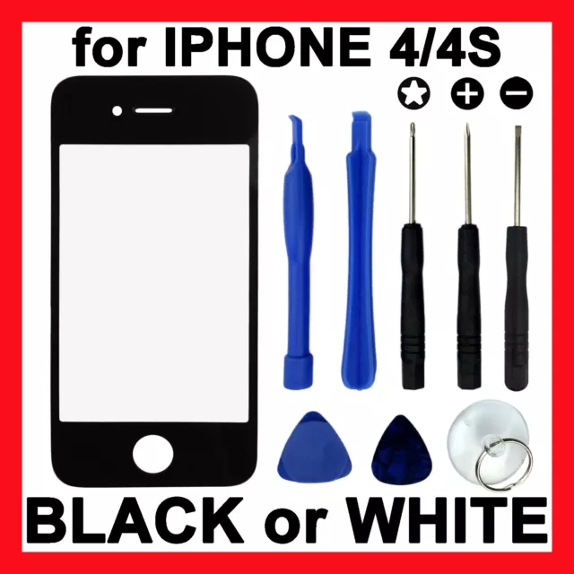 LCD Replacement Glass Front Screen Panel Cover + Tools for Apple iPhone 4S 4G 4