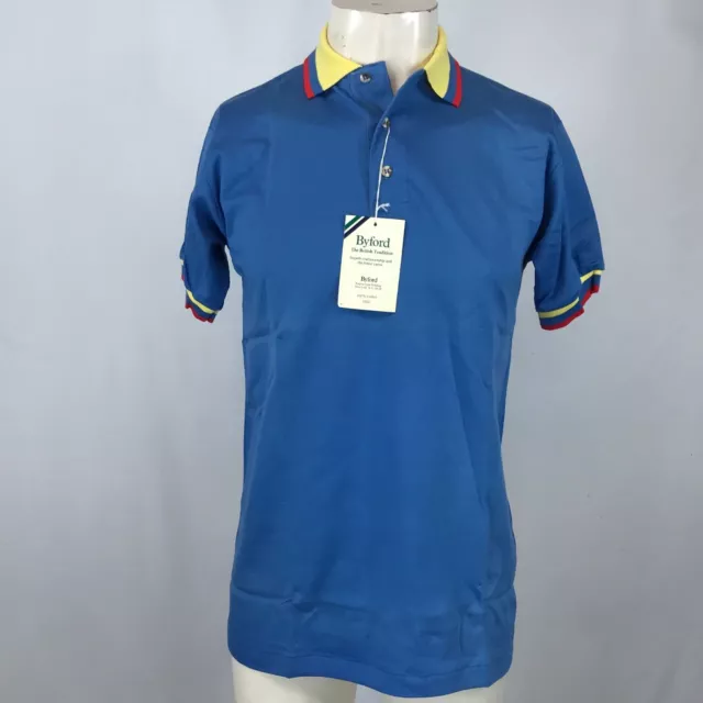 Vintage Byford- Men's Medium - Blue Short Sleeve 100% Cotton Polo Shirt