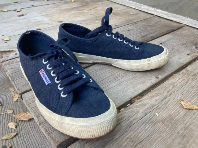 Superga 2750 Cotu Classic Navy Blue Canvas Sneakers Shoes Womens Size 39 /Sz 8