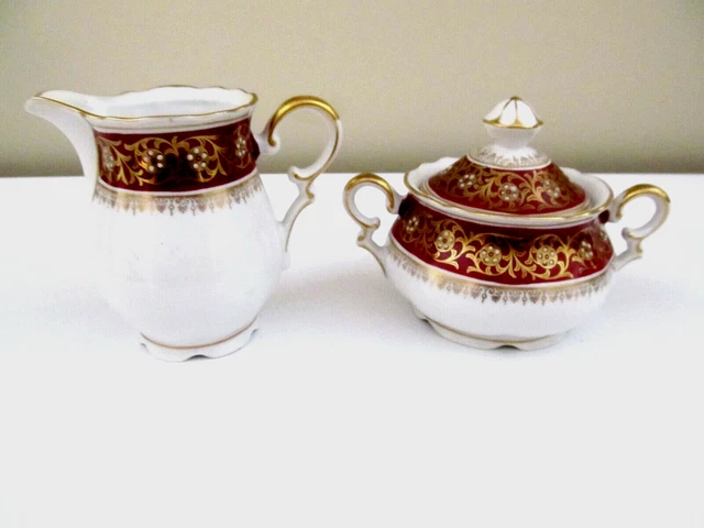 Mitterteich Bavaria U S Zone MIT63 Creamer & Sugar Bowl with Lid Made in Germany