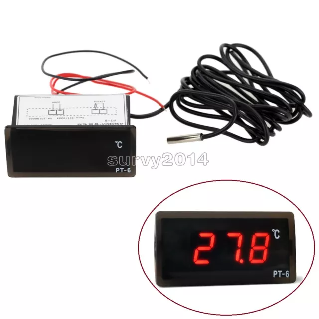 PT-6 220V -50 ℃ ~ + 110 ℃ Digital Thermometer Temperature Meter Aquarium Sensor