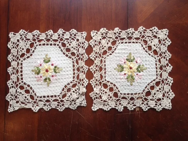 6 pieces  10"  Square  Crochet Lace Doily   100 % COTTON 3