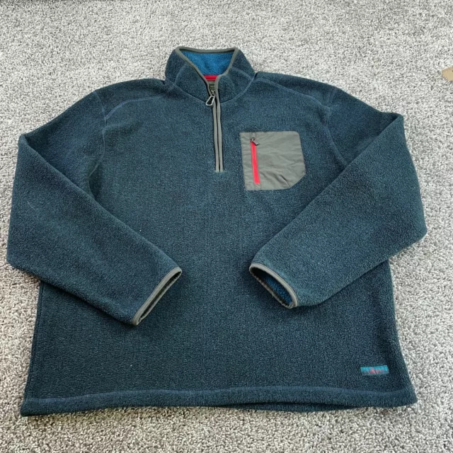 GH Bass & Co Sweater Mens Large Blue Sweatshirt Long Sleeve 1/4 Zip Pullover