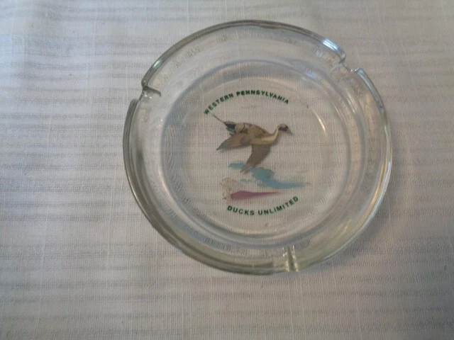 Vintage Western Pennsylvania Ducks Unlimited Glass Ashtray