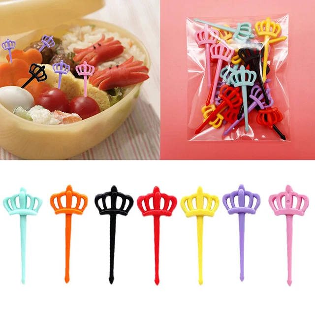 20pcs Crown Mini Cartoon Food Fruit Fork Set For Kids Dessert Cake Party Supp  q