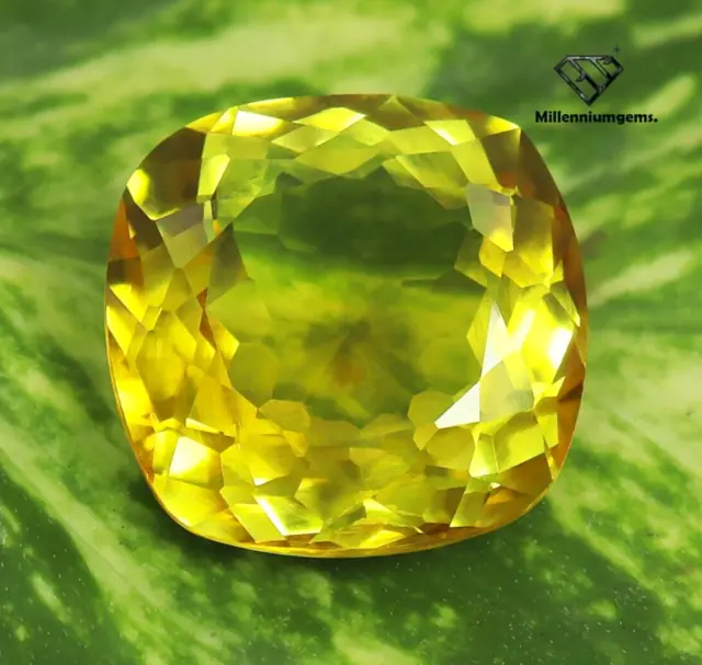 GIE Certified Natural Yellow Sapphire Cushion Shape Cut Gemstone 19.25 Cts