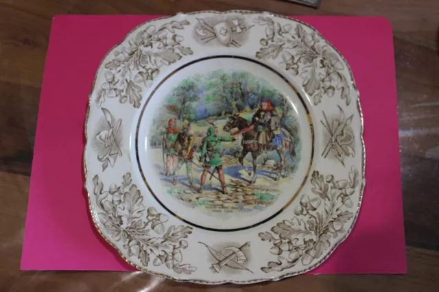 Antique Rare John Maddock & Sons Royal Ivory Robin Hood Meets Friar Tuck Plate