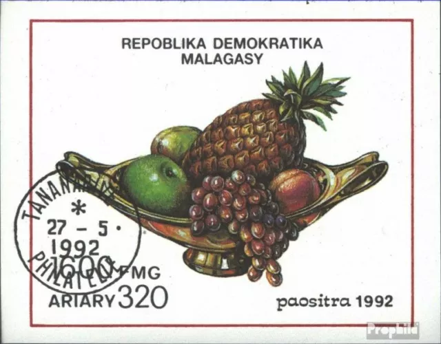Madagascar Bloque 189 (edición completa) usado 1992 frutas