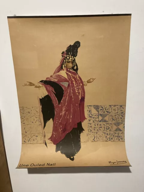 Affiche Ancienne Lithographie Roger Irriera Une Ouled Nail Danseuse Algerienne