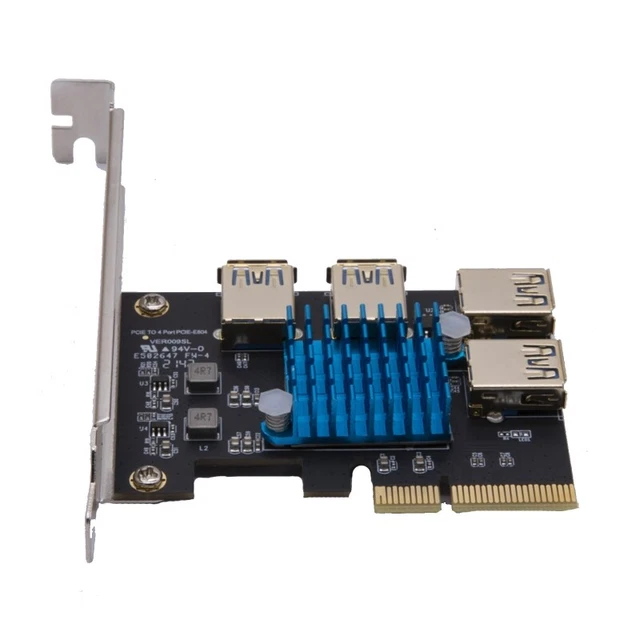 PCI-E to PCI-E Adapter 1 to 4 Slot 1X to 16X USB 3.0 Multiplier Card Converter