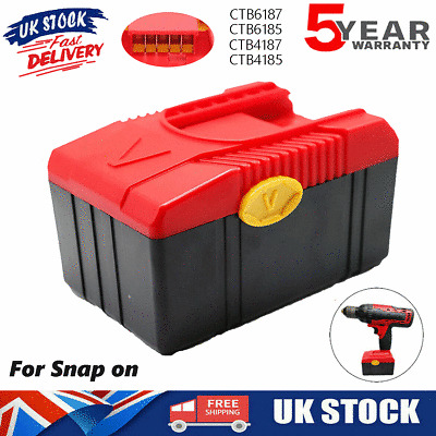 18V BATTERIA Snap on 5.0Ah CTB6187 CTB4185 CTB4187 CTB6185 CT6850 & CTC620 Caricabatterie 