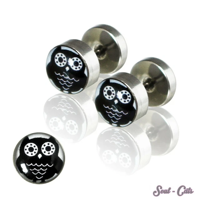 Faux Plug Tunnel Motif étoile Et Croix De Fer - Piercing D'oreille Fantaisie Argenté - Neuf Avec étiquettes, Modèle FP35