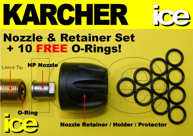 Karcher Steam Cleaner Power Nozzle Jet Tip Retainer Protector Cover O-Ring Set