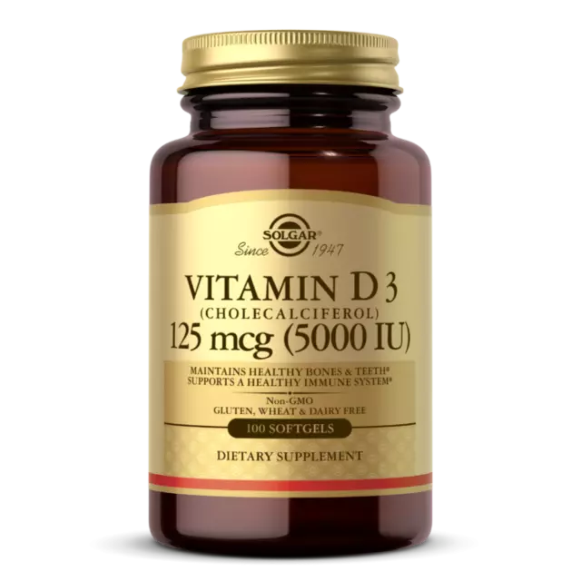 Solgar Vitamina D3 5000 UI (125 Âµg), 100 capsule