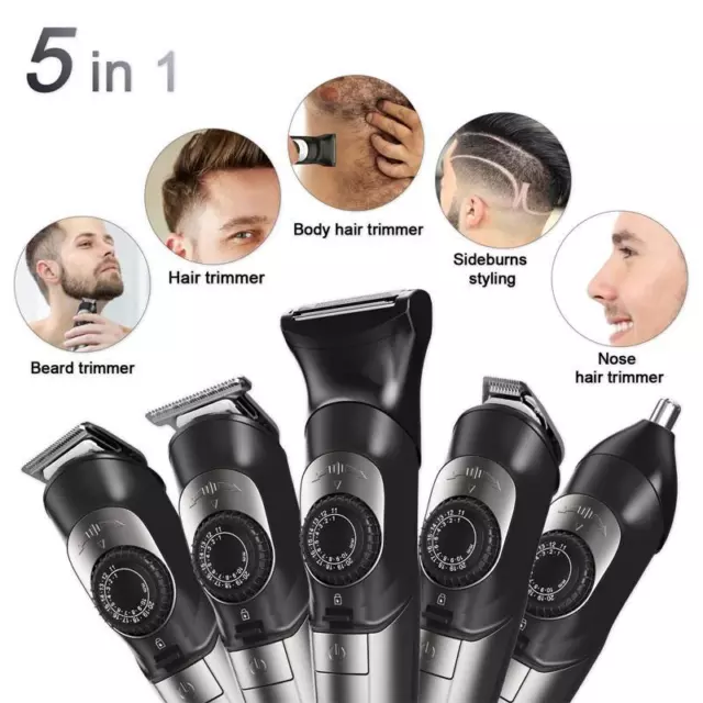 Taglia Capelli Rasoio Elettrico 5 in 1 Regola Barba Rifinitore Epilatore + Base 2