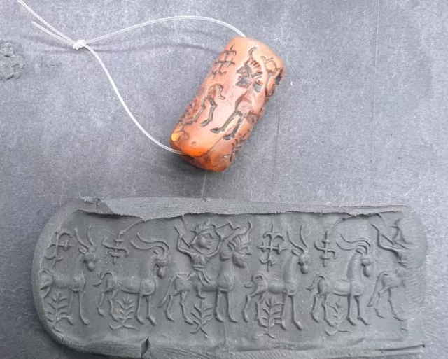 Fantastic A Beautiful Near Eastern Sumerian Stone Agate Cylinder Seal 3