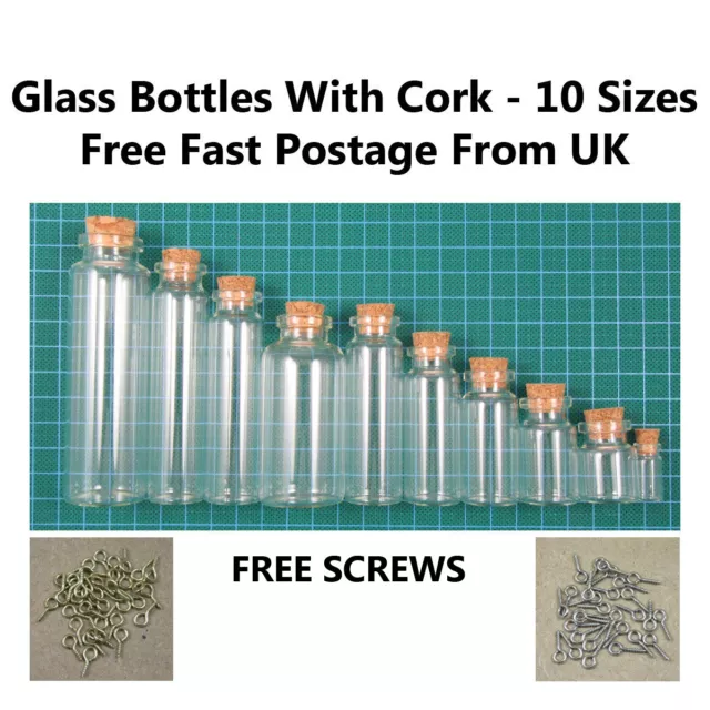 Glass Bottle With Cork and free Screws craft item Vial storage Wedding Party