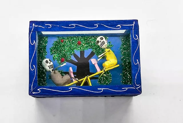 See-Saw in the Park which Moves - Mexican Day of the Dead Shadow Box
