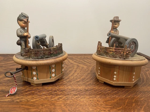 2 Vintage Anri Thorens Music Boxes - -1 Union North & 1 Confederate South 2 Vintage Anri Thorens Music Boxes - -1 Union North & 1 Confederate South