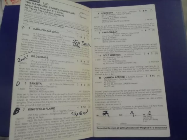 Epsom Race Card August 31St, 1992 - Moet & Chandon Silver Magnum - Amateur Derby 3