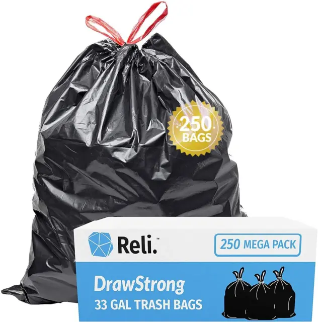 Reli. Tall Kitchen, 13 Gallon Trash Bags, 1000 Count Bulk, Black