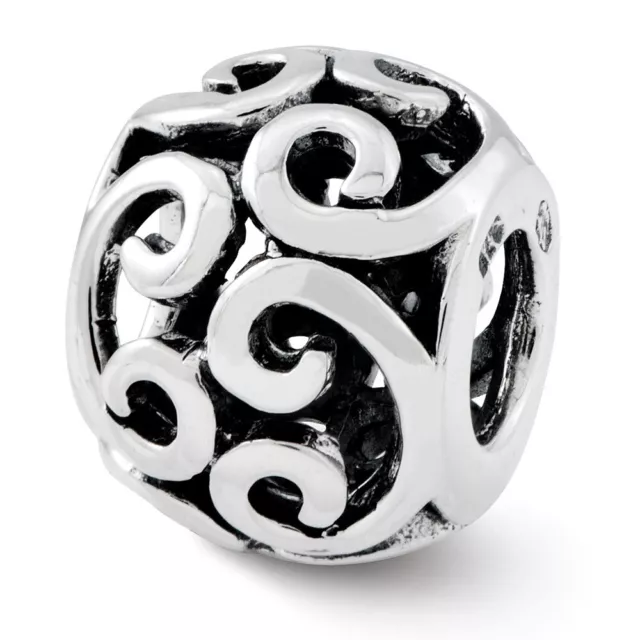 Sterling Silver Antiqued Scroll Bali Bead Charm