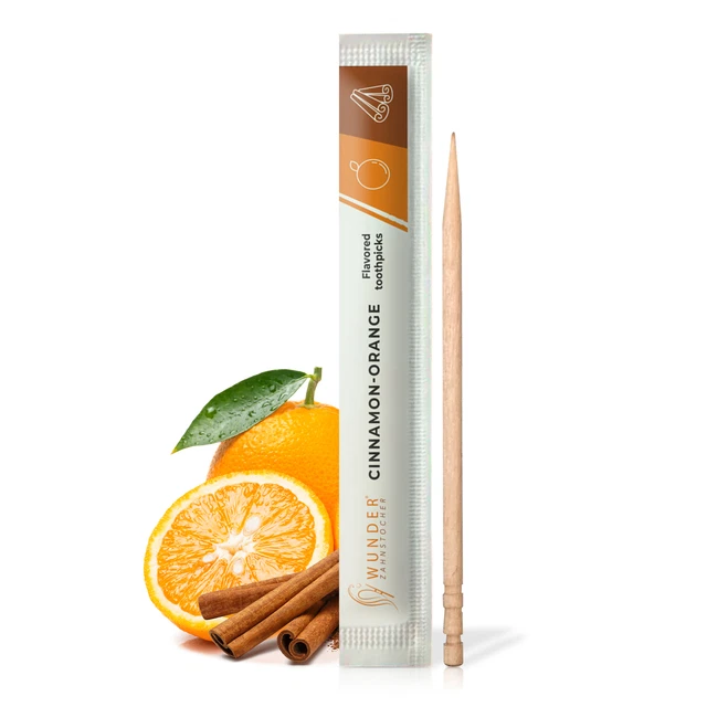 Palillo de dientes milagro con sabor - 100 palillos de dientes embalaje individual canela/naranja