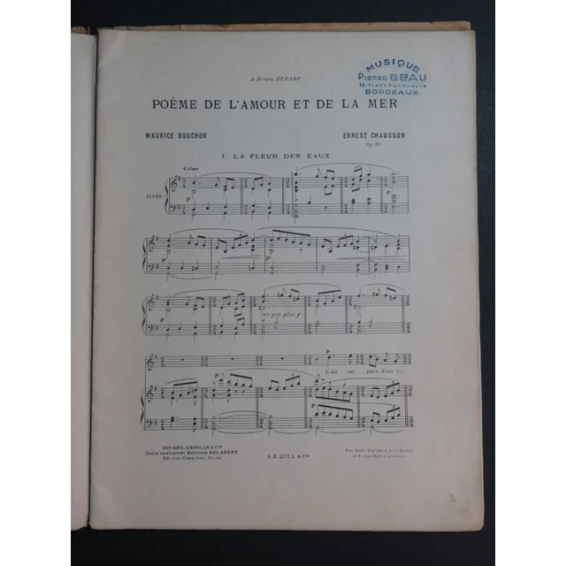 CHAUSSON Ernest Poème de l'Amour et de la Mer Chant Piano 1948 3