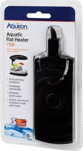 Aqueon Small Aquarium Fish Tank Submersible Mini Flat Heater Up to 3 Gallon Aqua