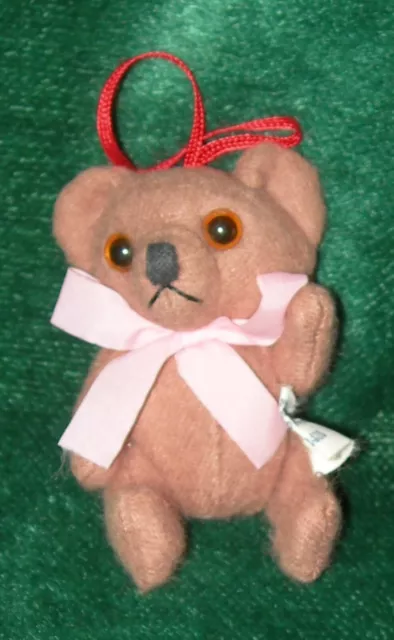 VTG.Xmas Ornament Articulated Jointed Mini Teddy Bear Movable Head Arms Legs 3"H