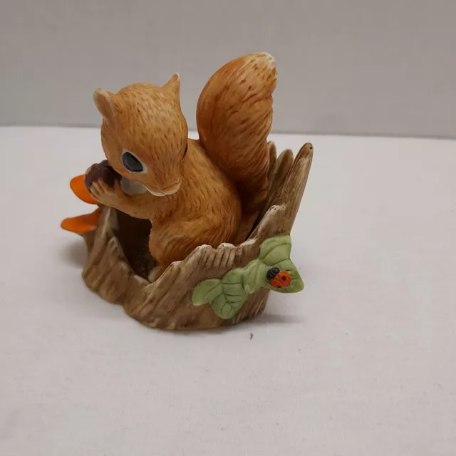 Vintage 2 Piece Ceramic Squirrel in a Stump - EIC - 1987. Collectible.