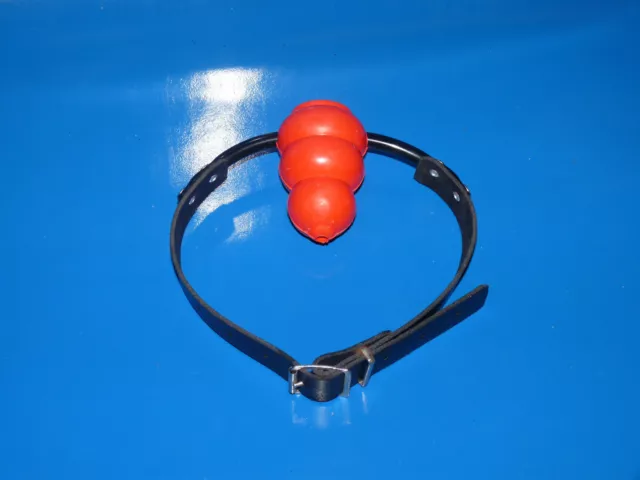 new real leather XL RED RUBBER MOUTH FILLER ball Gag Ballgag bondage fetish sale 2