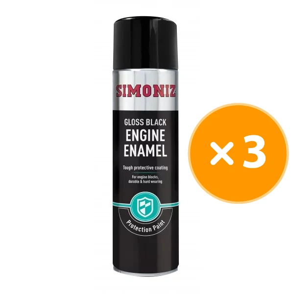 Aerosol spray vernice smalto motore nero Simoniz Gloss x 3 cappotto 500 ml
