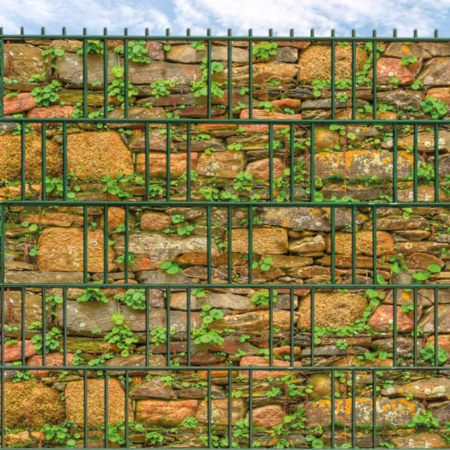 Natursteinmauer als Zaunsichtschutz | Bedruckte Sichtschutzstreifen Zaunstreifen