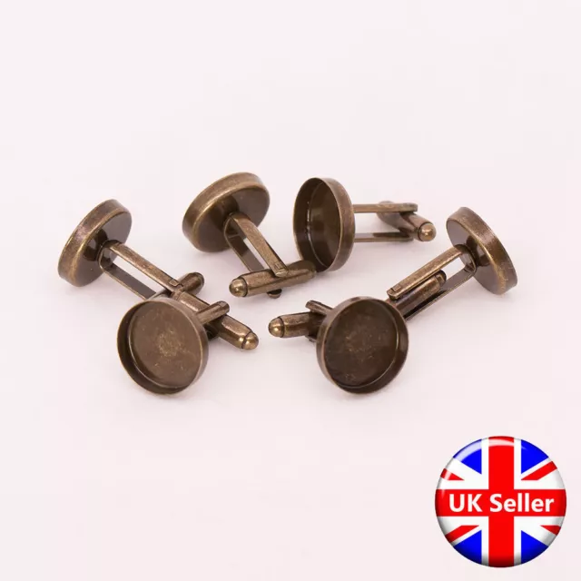 Antique Bronze Cufflink Setting Blanks Fits 16mm Cabochon