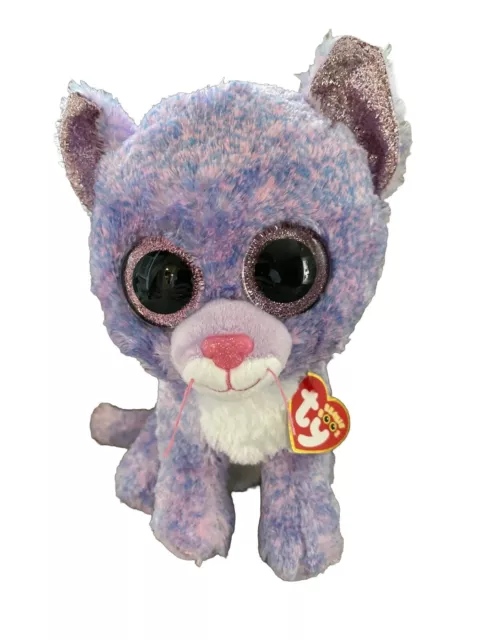 Official TY Beanie Boo Babies Cassidy Lavender Cat Plush Soft Toy